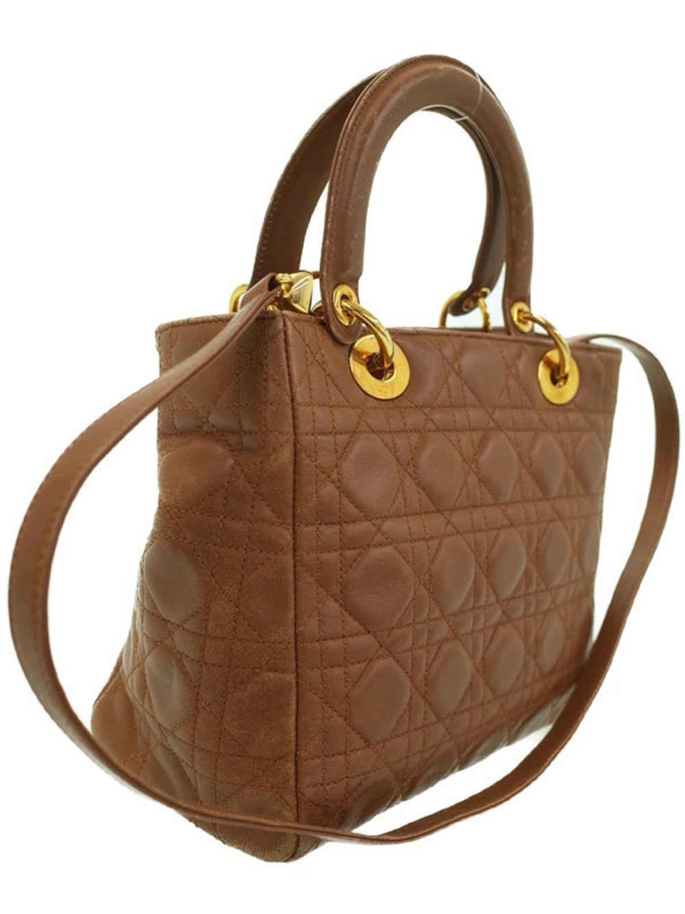 Dior Lady Cannage Christian 2way bag Quilted Black